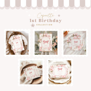 Carte De Remerciements Bow Floral Fancy ONE Girl 1er anniversaire