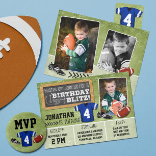 Football Blitz Invitation de fête d'anniversaire p