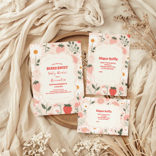 Carte D'accompagnement Baby shower fraise Berry Diapper Raffe