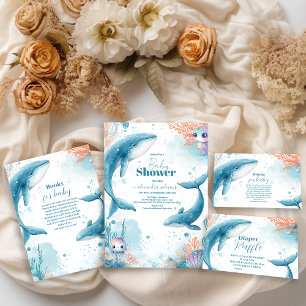 Invitation Baleine aquatique sous le Baby shower marin