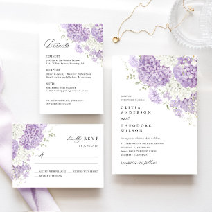 Carte D'accompagnement Détails de mariage floral blanc lilas lavande, Inf