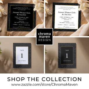 Invitation Dîner d'entreprise élégant Black Gold