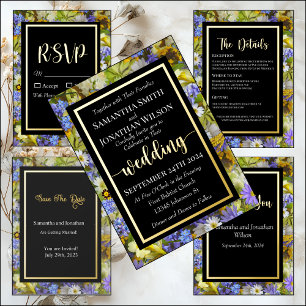 Invitation En Aluminium Fleurs sauvages colorées Mariage Fiche d'informati