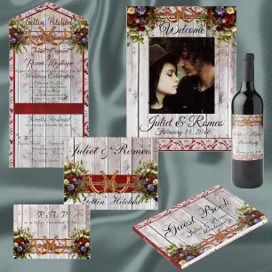 Fleurs, dentelle et fer à cheval Mariage de ruban 