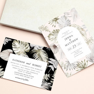 Invitation Luxueux Silver Tropical Foliage Mariage