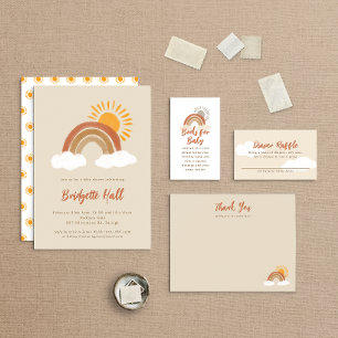 Carte D'accompagnement Nuages Boho Beige Baby shower Déchets Raffin