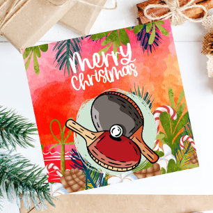 Carte Ping Pong Paddle Noël Salutation