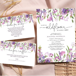 Carte D'accompagnement Lilac Baby shower floral feuille de rousseur