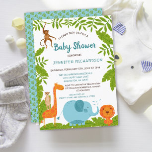 Invitation Baby shower Safari de la Jungle mignonne