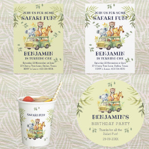 Sticker Rond Cute Kids Jungle Safari Anniversaire Merci