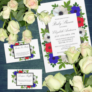 Invitation Baby shower Patriotique Panda Anemone