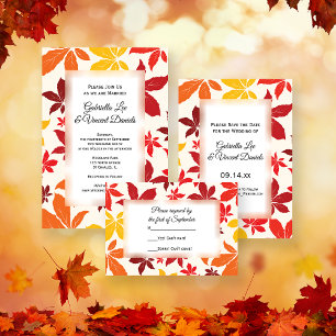 Bright Fall Feuilles Mariage RSVP Carte de réponse