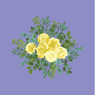 Invitation Rose jaune et Mariage de fenêtre violet