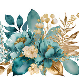 Balles De Golf Elégant Turquoise & Or Floral Wedding faveur