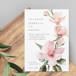 Invitation Tout En Un Mariage d'aquarelle vert classique Magnolia