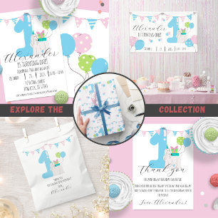 Carte Postale 1er Anniversaire du chien mignon : Célébration Woo