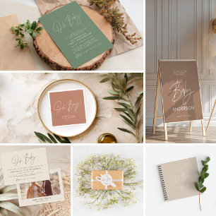 Carte De Visite écriture moderne sauge baby shower vert apporter u