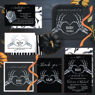 Invitation Halloween Baby shower Skeleton coeur Little Boo
