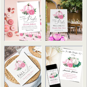 Carte D'accompagnement Petits livres rose Citrouille pour Baby shower Gam