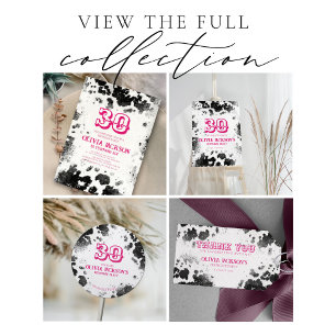 Serviette En Papier Chic Rustic Cow Imprimer Hot Pink 30e fête d'anniv