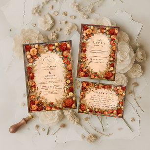 Invitation Mariage Floral de la Moisson d'Automne