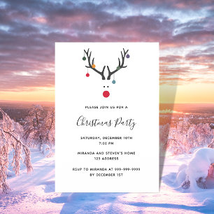 Sticker Carré Rennes de Noël marrantes et modernes rouge blanc