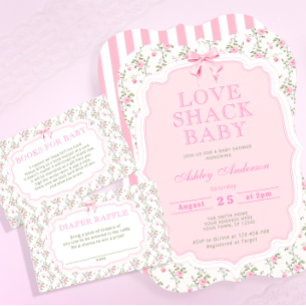 Carte D'accompagnement Love Shack Pink Baby shower Déchets Raffle Billets