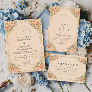 Cartons Réponse Mariage Élégant à l'Arche de Rose Rougeâtre