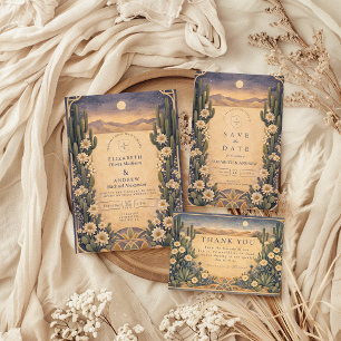Carte De Remerciements Mariage Floral Désertique Terrien