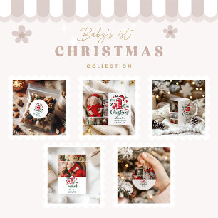 Cartes Pour Fêtes Annuelles 8 Sucre de canne photo Bébé 1er Noël