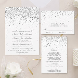 Vintage Glam Silver Confetti Invitations de mariag