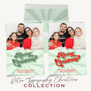 Invitation Joyeux Noël Vert Rouge Fun Retro Typographie