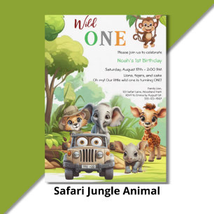 Invitation Wild One mignonne Jungle Animal 1er anniversaire d