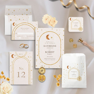 Invitation Vintage étoile de lune céleste Mariage