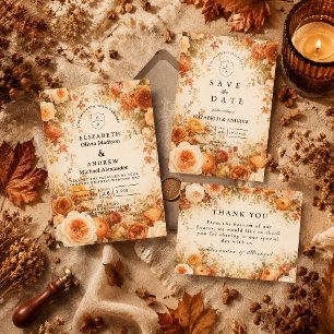 Cartons Réponse Mariage Floral Automnal Élégant
