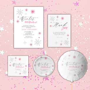 Carte De Remerciements Fête d'anniversaire de 1 an Flocons de neige Paill