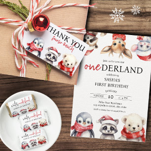 Sticker Rectangulaire Winter Onederland 1er anniversaire Noël Photo