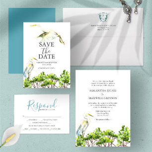 Invitation Aquarelle tropicale Oiseau Mariage officiel