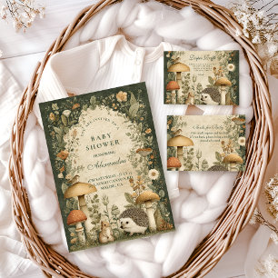 Invitation Baby Shower Champignon de la Forêt Vintage