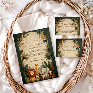 Invitation Fête de Naissance Bébé Safari Naturel