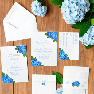 Cartons Réponse Mariage Floral Hydrangea Bleu