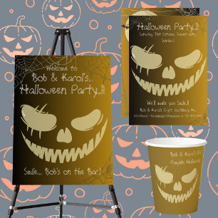 Invitation Sourire de citrouille maléfique Fête d'Halloween