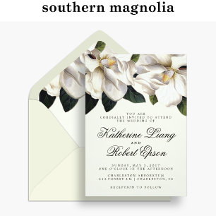 Faire-part de mariage botanique du sud de Magnolia