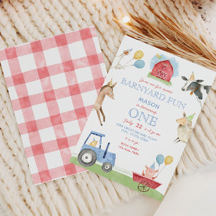 Invitation d'anniversaire 2 ans Oink, Baa, Moo Fer