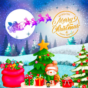 Carte Snowman Joyeux Arbre de Noël Cadeau et Bonne année