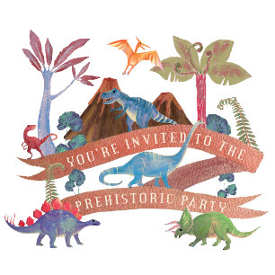 Invitation de dinosaures   Parti préhistorique