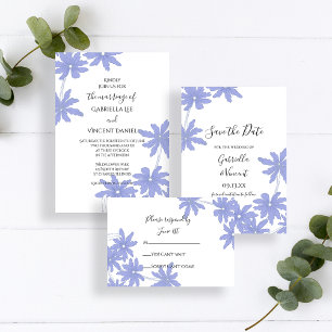 Save The Date Périwinkle Blue Daisies Wedding Enregistrer la dat