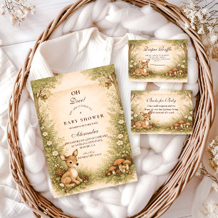 Invitation Fête de naissance Bébé Cerf de conte de fées