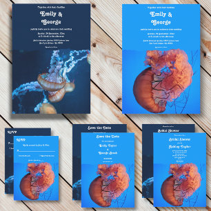 Invitation Élégant Mariage côtier marin de méduse marine