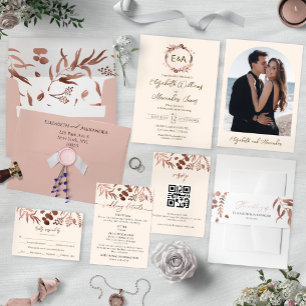 Carte de boîtier RSVP Monogram Light Peach Wedding